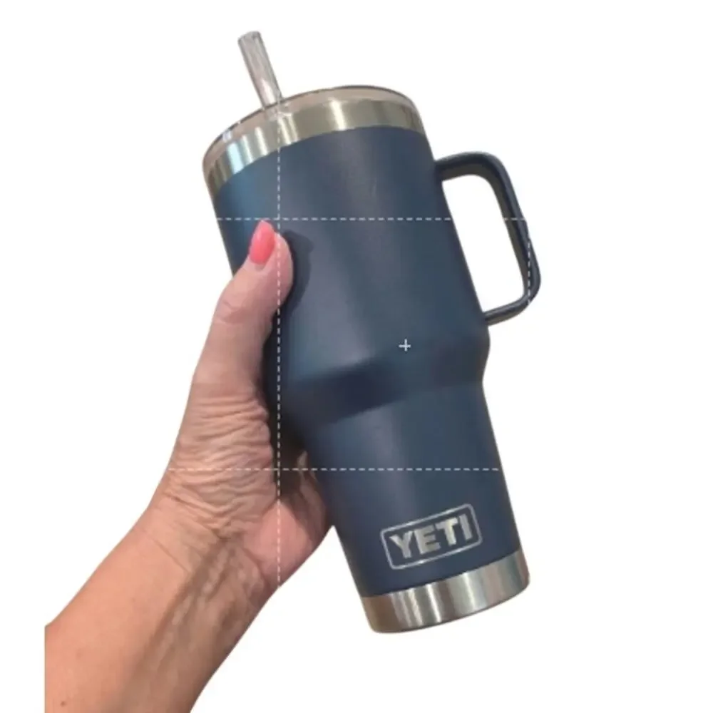 YETI Rambler / 35 Ounce /Navy Blue / Handle Travel Mug / Metal Tumbler